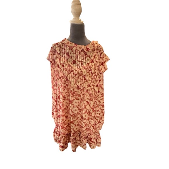 Free people These Dreams Pleated mini dress L pink and red NWT - Picture 5 of 16